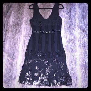 EUC Tracy Reese Black Cocktail beaded dress 6